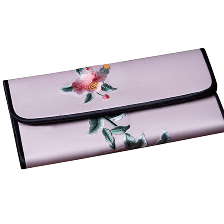 Buddha Stones牡丹蘇刺繍の旅ショッピング長財布ハンドバッグ