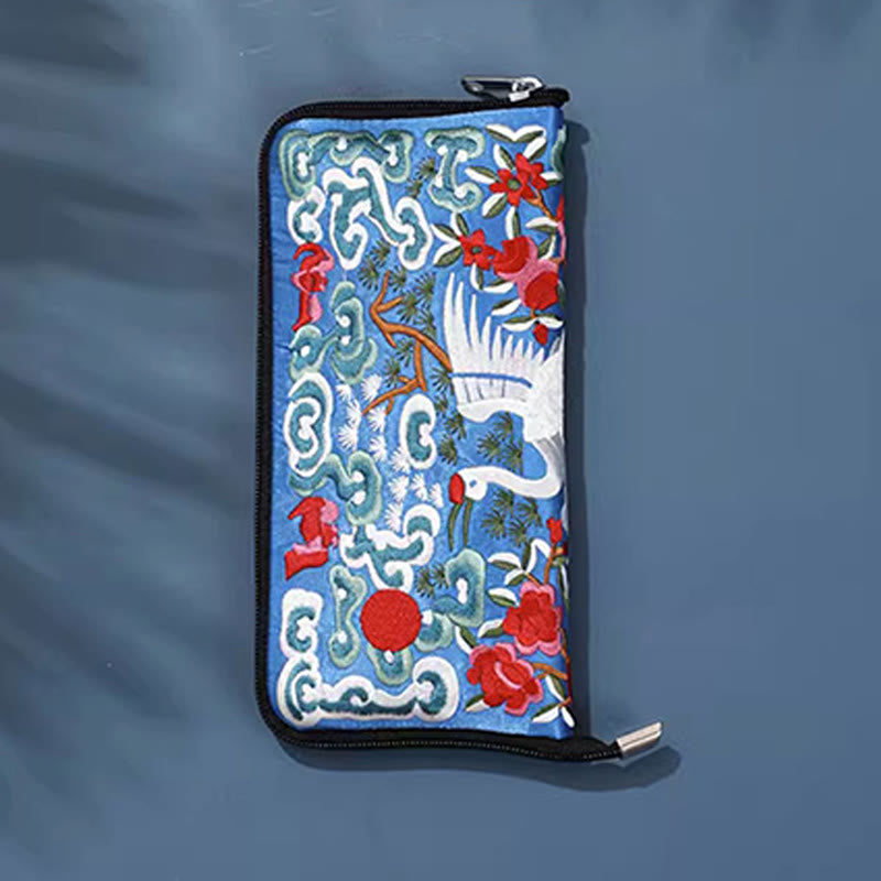 Buddha Stones神話の獣 鳳凰 龍 麒麟 蘇 刺繍 チケットフォルダー 収納 旅行 ショッピングバッグ ハンドバッグ