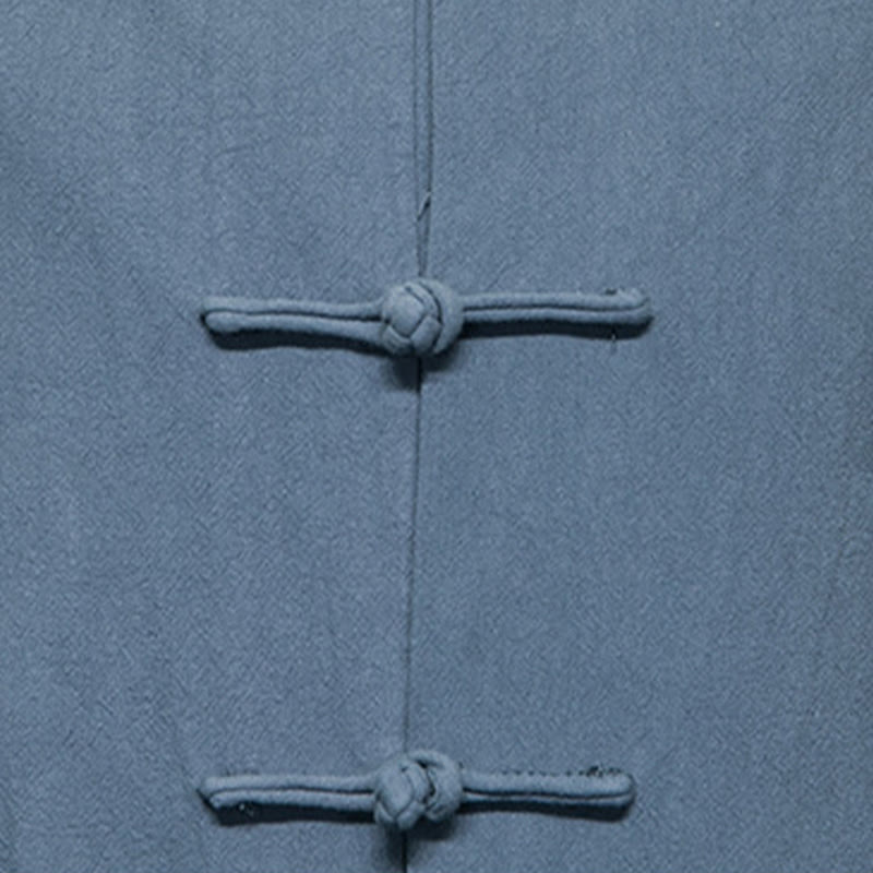 Buddha Stonesのシンプルなカエルボタンの中国唐装コットンメンズジャケットシャツ(ポケット付き) - image 23