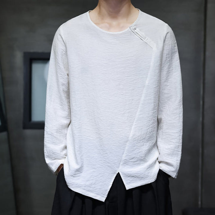 Buddha Stones秋 無地 ラウンドネック 長袖 Tシャツ コットン メンズ 服 - 白 - US/UK/AU46、 EU56 (5XL) - image 7