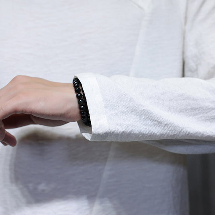 Buddha Stones秋 無地 ラウンドネック 長袖 Tシャツ コットン メンズ 服 - image 19