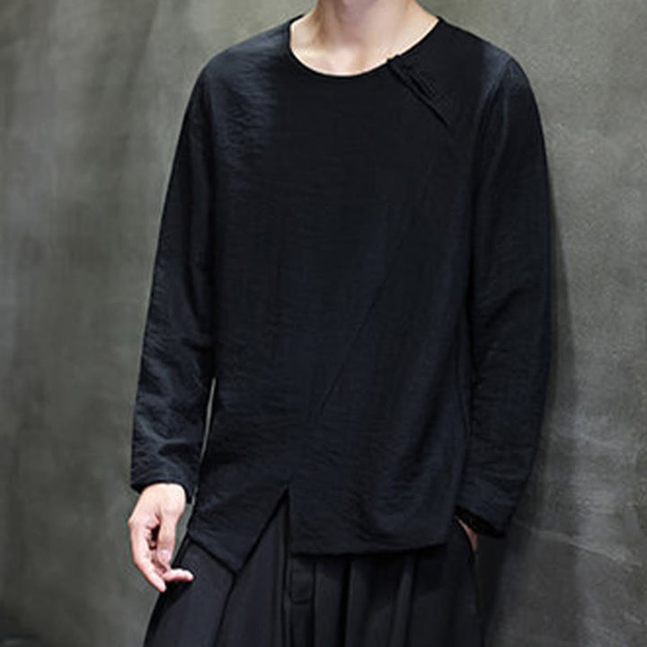 Buddha Stones秋 無地 ラウンドネック 長袖 Tシャツ コットン メンズ 服 - image 26