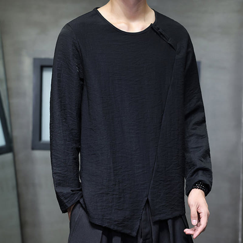 Buddha Stones秋 無地 ラウンドネック 長袖 Tシャツ コットン メンズ 服 - image 29