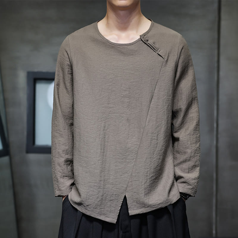 Buddha Stones秋 無地 ラウンドネック 長袖 Tシャツ コットン メンズ 服 - image 32