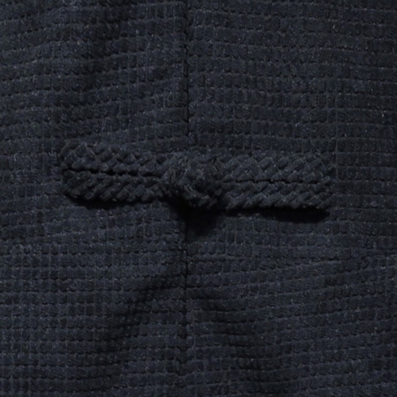 Buddha Stonesメンズ フロッグボタン タンスーツ コーデュロイ コットン 刺繍 ロングジャケット シャツ ポケット付き