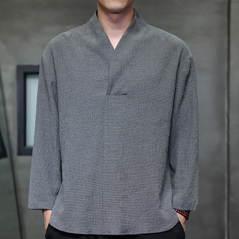 Buddha Stonesシンプル Vネック 長袖 Tシャツ メンズ 服 - グレー - US/UK/AU46、 EU56 (5XL) - image 19