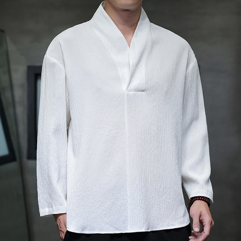 Buddha Stonesシンプル Vネック 長袖 Tシャツ メンズ 服 - image 6