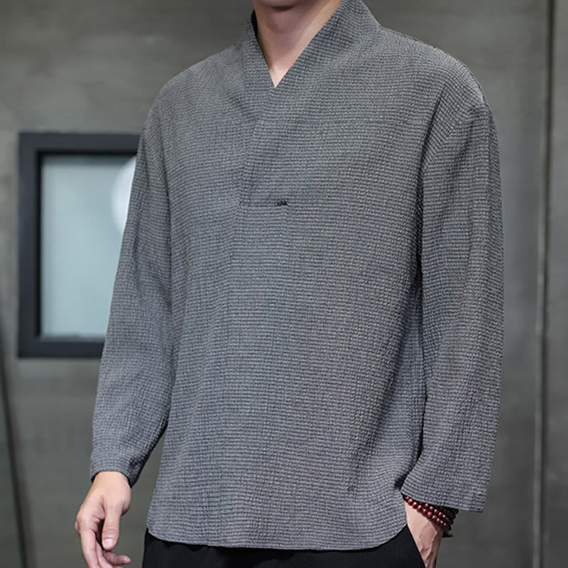 Buddha Stonesシンプル Vネック 長袖 Tシャツ メンズ 服 - image 23