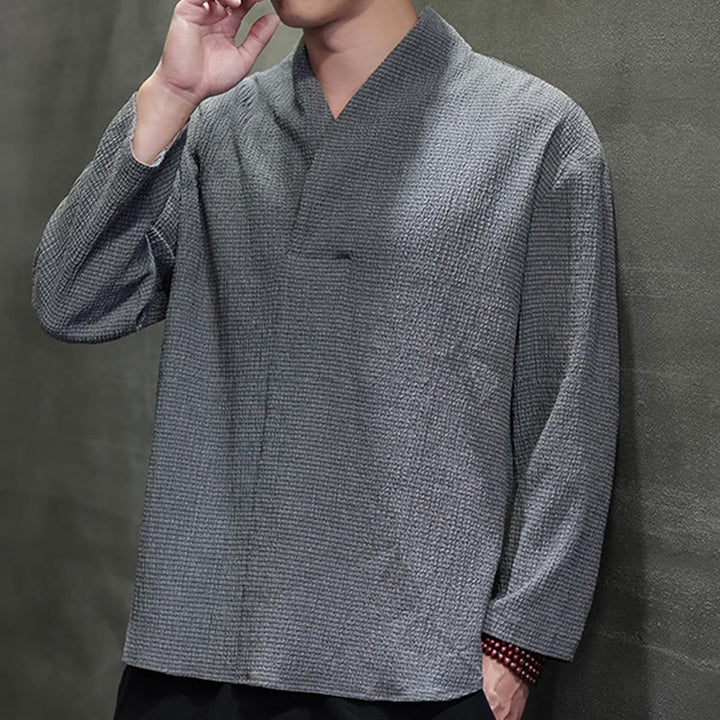 Buddha Stonesシンプル Vネック 長袖 Tシャツ メンズ 服 - image 24