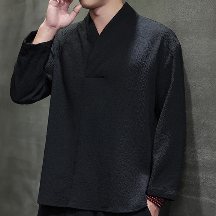 Buddha Stonesシンプル Vネック 長袖 Tシャツ メンズ 服 - image 17