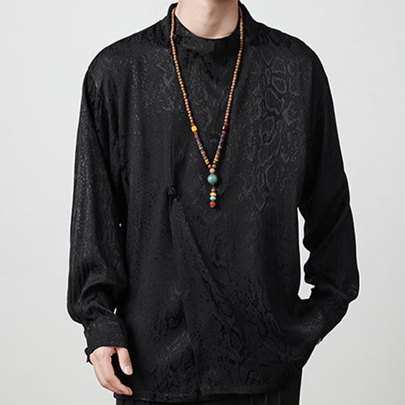 Buddha Stones秋 ジャカード 長袖 フロッグボタンシャツ メンズ 服 - image 17