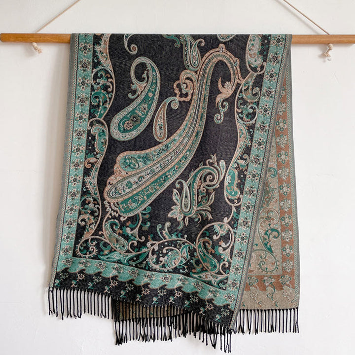 Buddha Stonesチベットカシューフラワータッセルショール秋冬用快適トラベルスカーフラップ