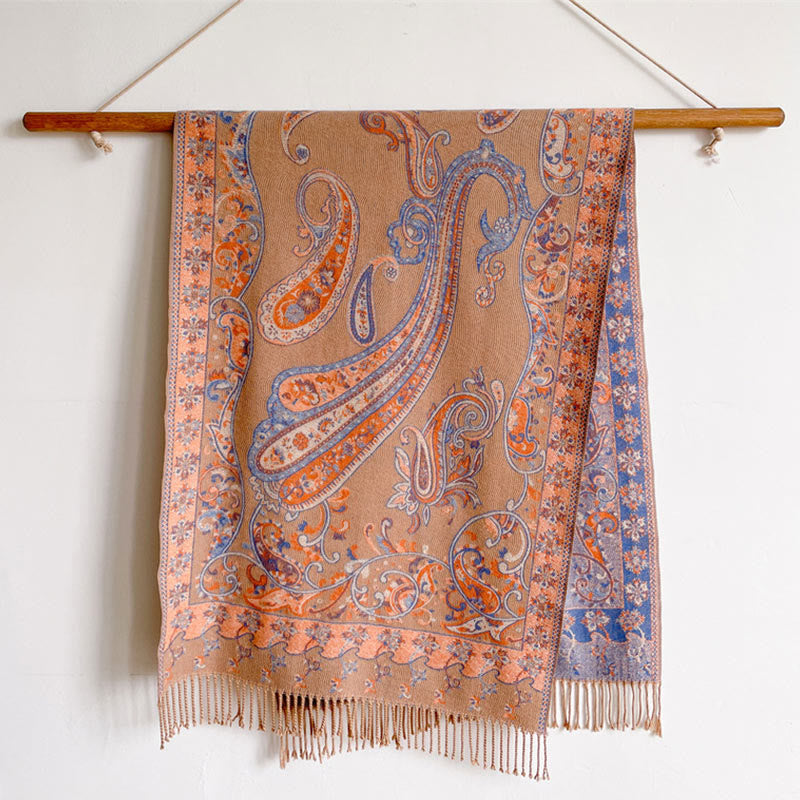 Buddha Stonesチベットカシューフラワータッセルショール秋冬用快適トラベルスカーフラップ