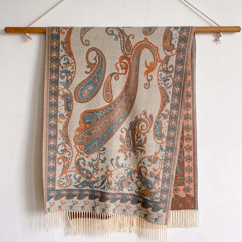 Buddha Stonesチベットカシューフラワータッセルショール秋冬用快適トラベルスカーフラップ