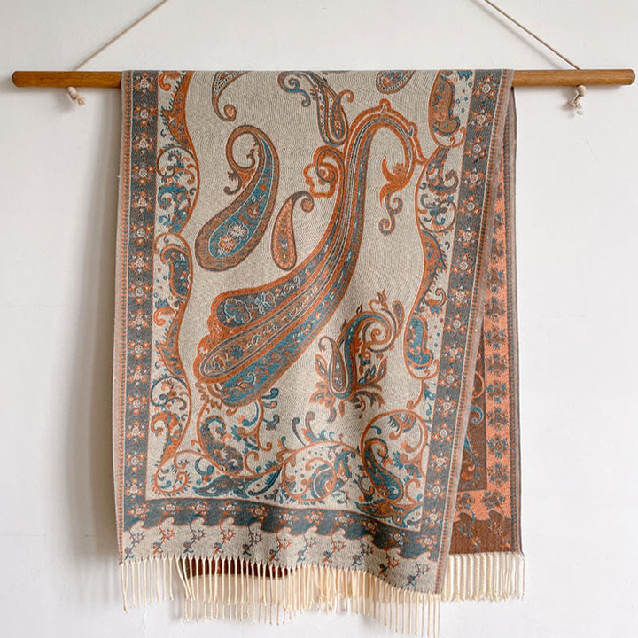 Buddha Stonesチベットカシューフラワータッセルショール秋冬用快適トラベルスカーフラップ