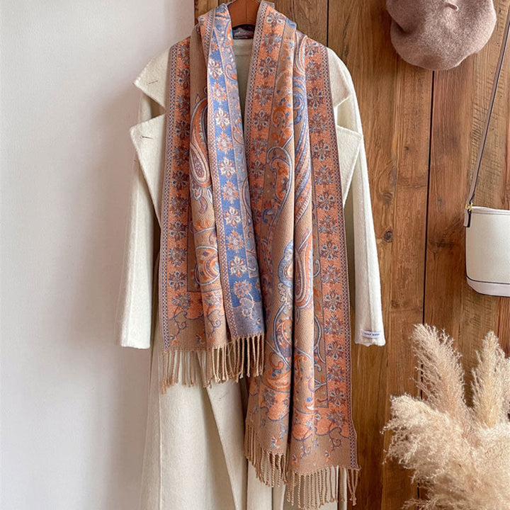 Buddha Stonesチベットカシューフラワータッセルショール秋冬用快適トラベルスカーフラップ