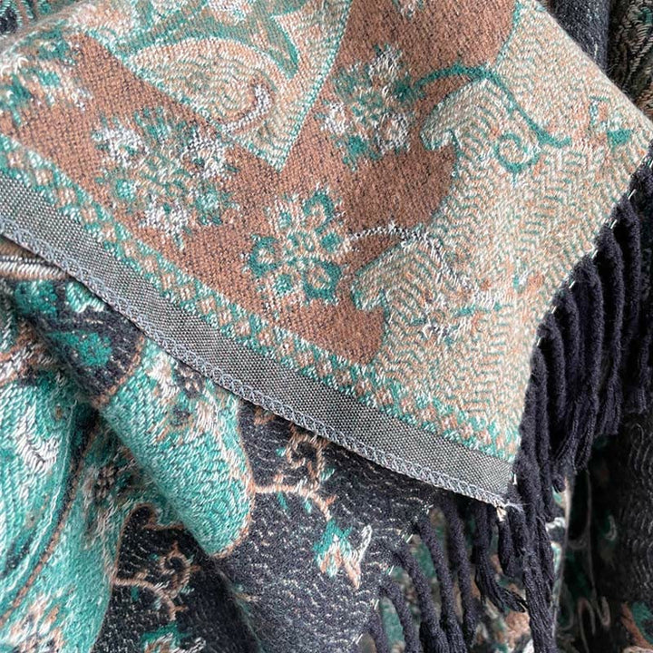 Buddha Stonesチベットカシューフラワータッセルショール秋冬用快適トラベルスカーフラップ