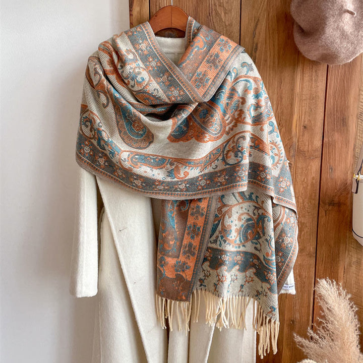 Buddha Stonesチベットカシューフラワータッセルショール秋冬用快適トラベルスカーフラップ