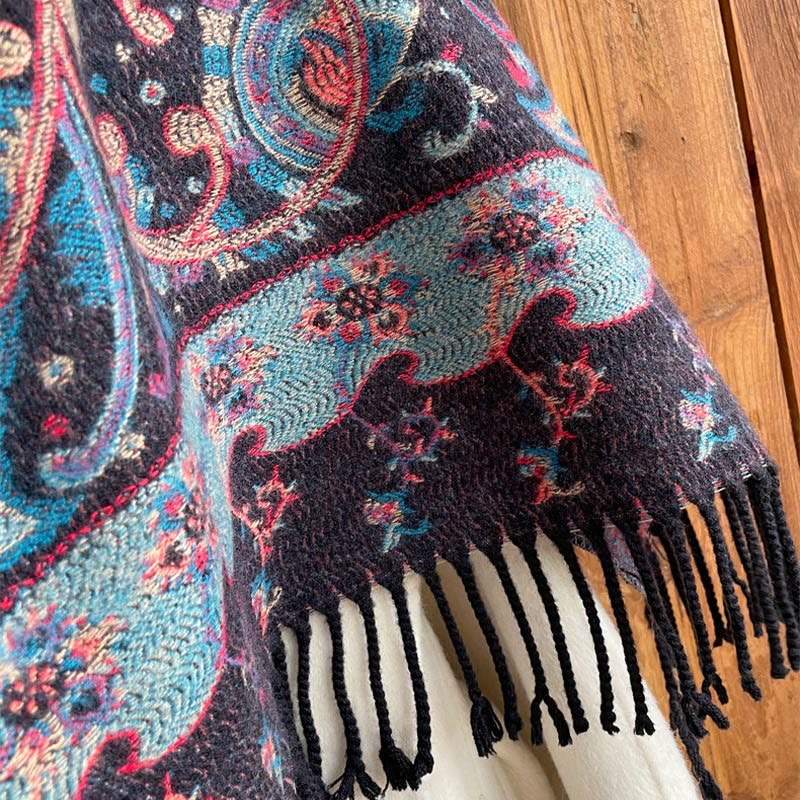 Buddha Stonesチベットカシューフラワータッセルショール秋冬用快適トラベルスカーフラップ