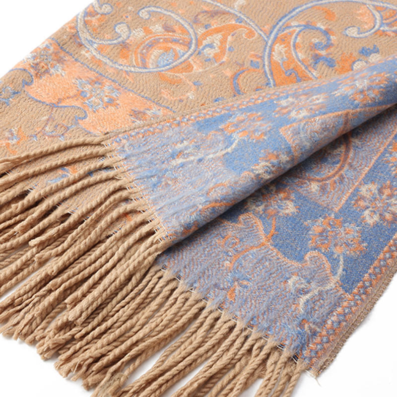 Buddha Stonesチベットカシューフラワータッセルショール秋冬用快適トラベルスカーフラップ