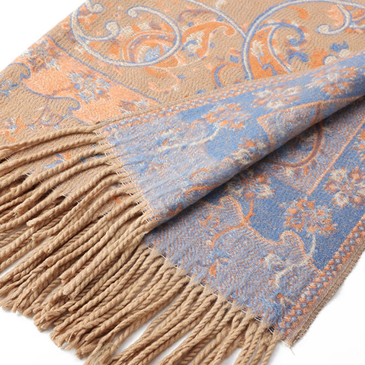 Buddha Stonesチベットカシューフラワータッセルショール秋冬用快適トラベルスカーフラップ