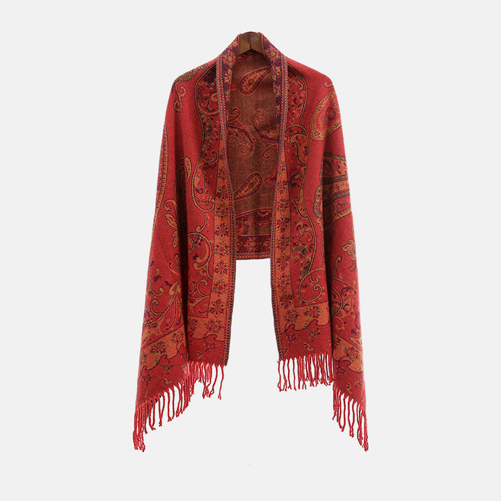 Buddha Stonesチベットカシューフラワータッセルショール秋冬用快適トラベルスカーフラップ