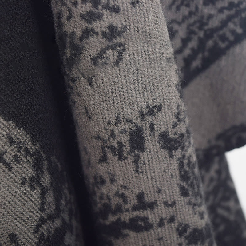 Buddha Stonesブラックグレー ニホンジカ 動物 森 両面 ショール 秋冬 暖かい スカーフ ラップ