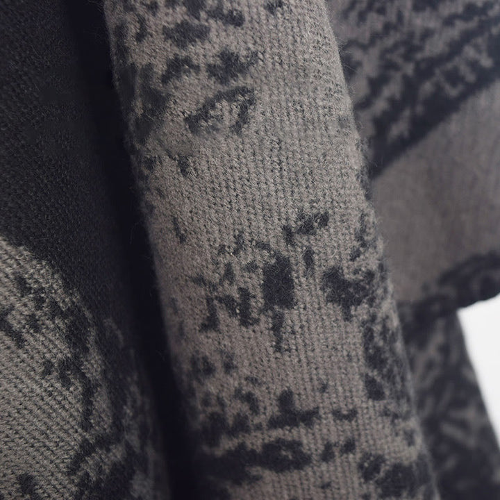 Buddha Stonesブラックグレー ニホンジカ 動物 森 両面 ショール 秋冬 暖かい スカーフ ラップ