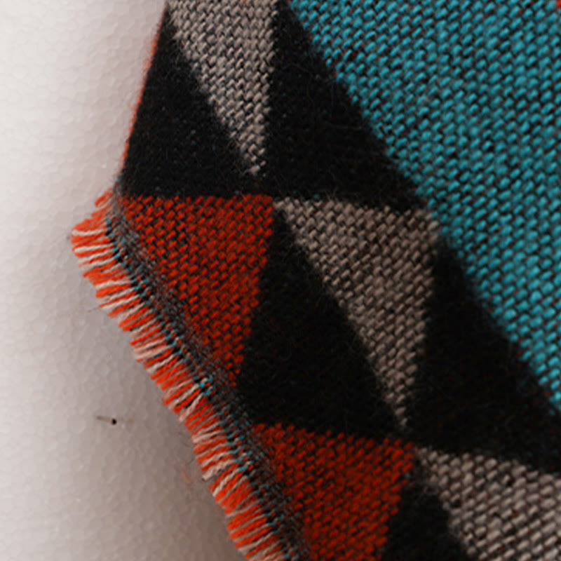 Buddha Stonesチベット オレンジ 幾何学模様 菱形模様 タッセル ショール 秋冬 暖かい スカーフ ラップ