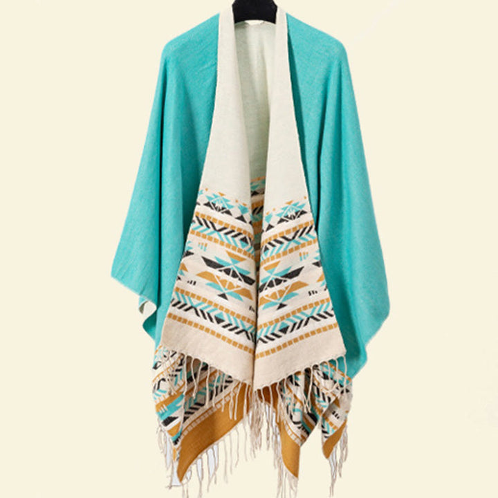 Buddha Stones幾何学模様 菱形模様 タッセルショール 秋冬 暖かい 心地良い スカーフ ラップ
