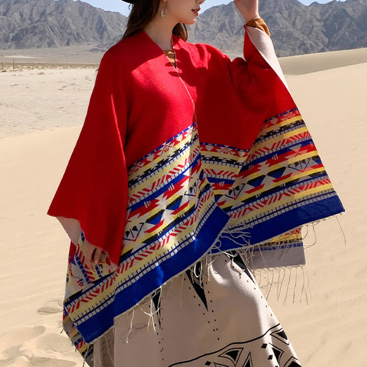 Buddha Stones幾何学模様 菱形模様 タッセルショール 秋冬 暖かい 心地良い スカーフ ラップ