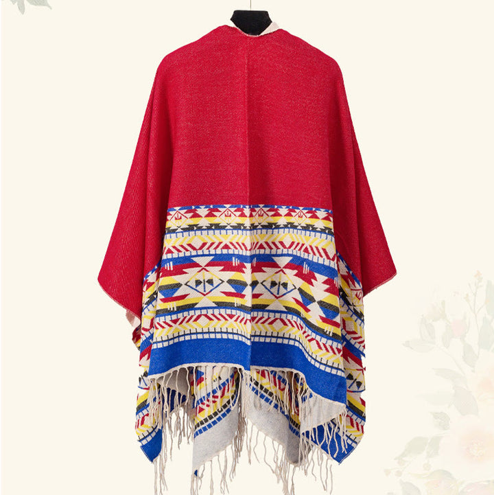 Buddha Stones幾何学模様 菱形模様 タッセルショール 秋冬 暖かい 心地良い スカーフ ラップ