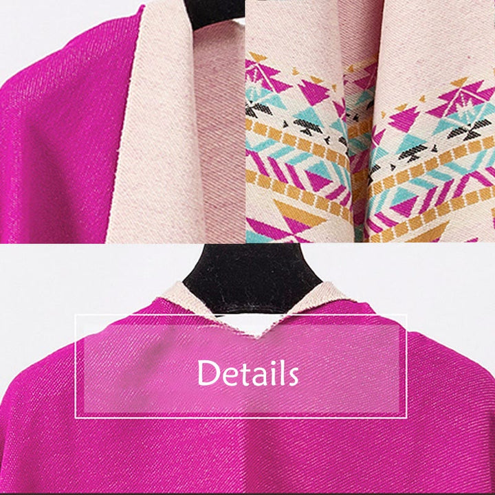 Buddha Stones幾何学模様 菱形模様 タッセルショール 秋冬 暖かい 心地良い スカーフ ラップ