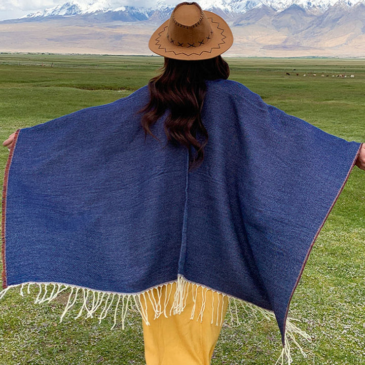 Buddha Stones幾何学模様 円形 曼荼羅柄 タッセルショール 秋冬 ポケット付き 心地よいスカーフ ラップ