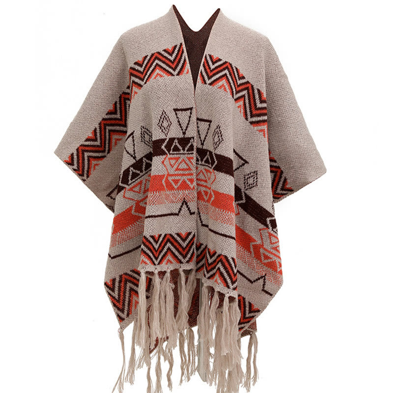 Buddha Stonesチベットウェーブストライプ幾何学タッセルショール秋冬心地よいスカーフラップ