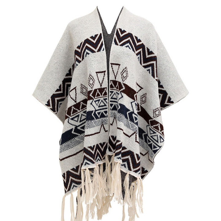 Buddha Stonesチベットウェーブストライプ幾何学タッセルショール秋冬心地よいスカーフラップ