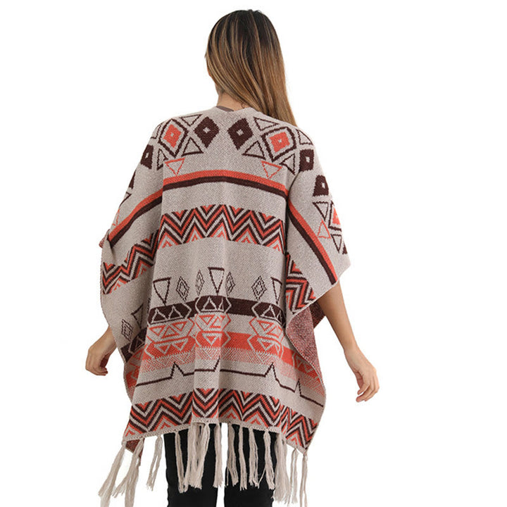 Buddha Stonesチベットウェーブストライプ幾何学タッセルショール秋冬心地よいスカーフラップ