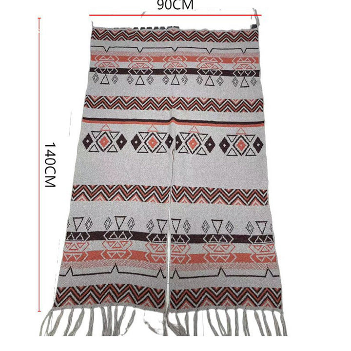 Buddha Stonesチベットウェーブストライプ幾何学タッセルショール秋冬心地よいスカーフラップ