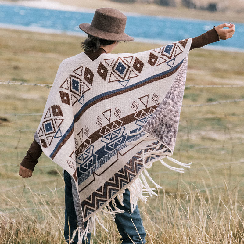 Buddha Stonesチベットウェーブストライプ幾何学タッセルショール秋冬心地よいスカーフラップ