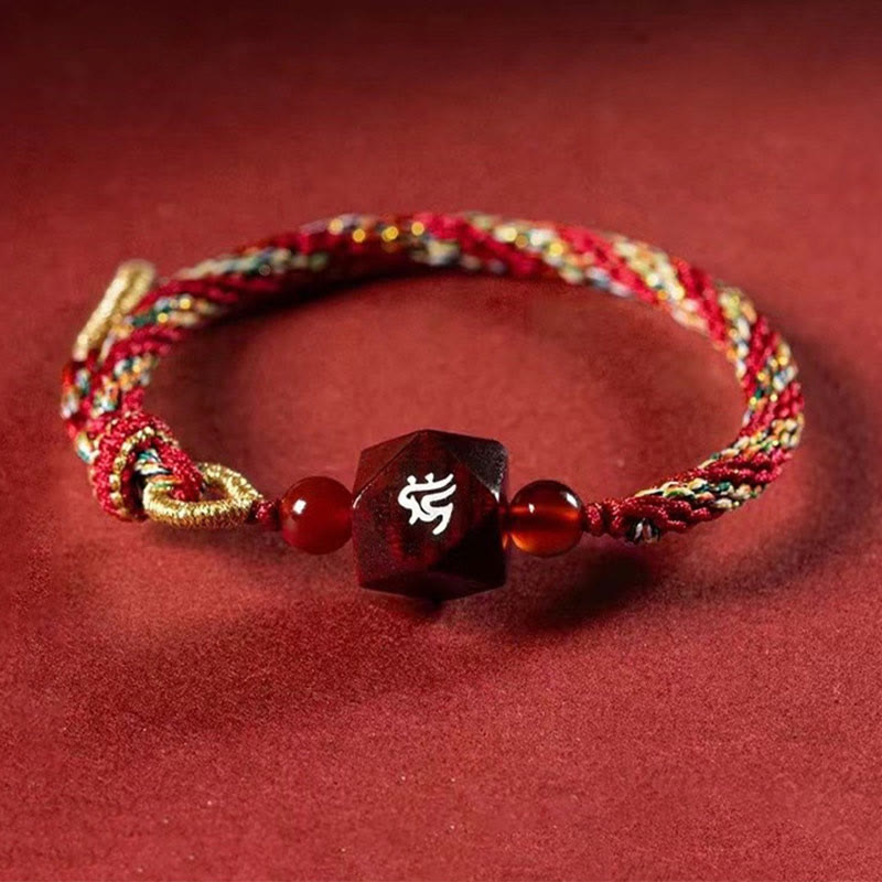 Buddha Stones十二支誕生仏小葉紫檀赤紐守護ブレスレット