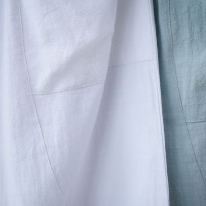 Buddha Stones無地コットンラミーリネンメンズ伸縮性ウエストハーレムパンツ(ポケット付き)