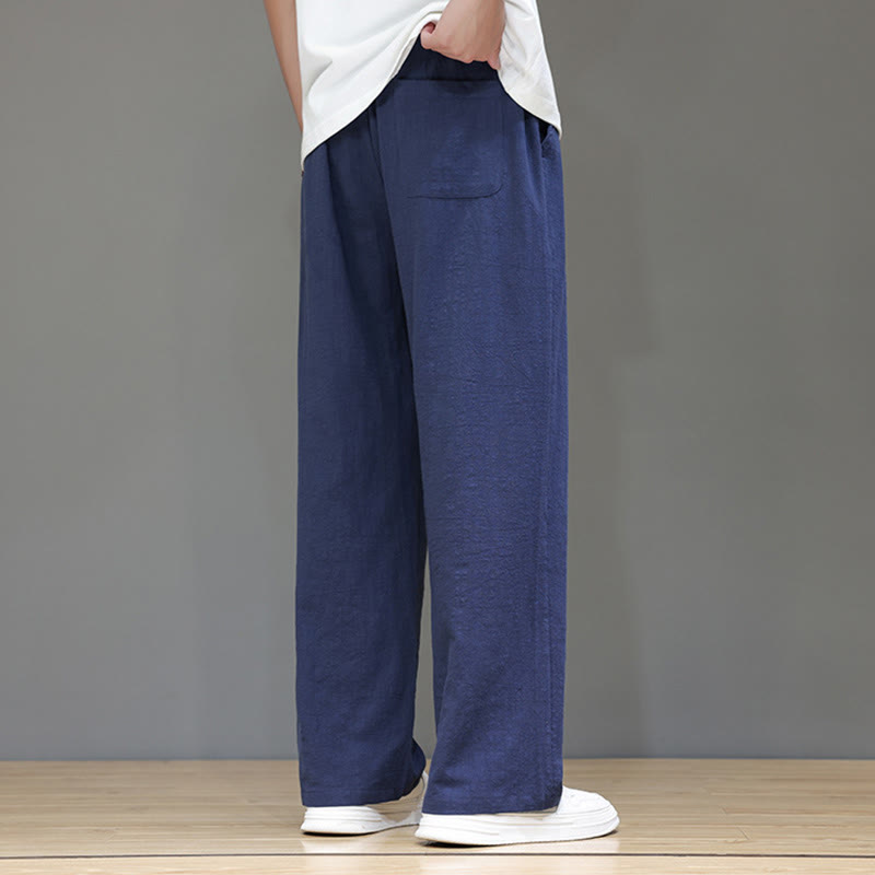 Buddha Stones夏用 メンズ コットンリネン ストレートレッグパンツ ポケット付き - image 5