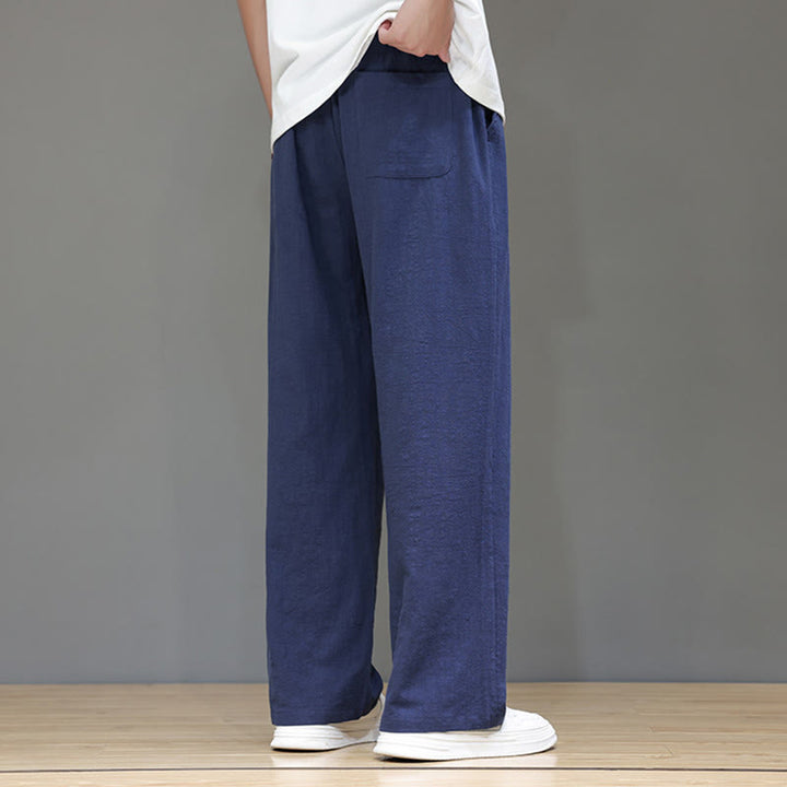 Buddha Stones夏用 メンズ コットンリネン ストレートレッグパンツ ポケット付き - image 5