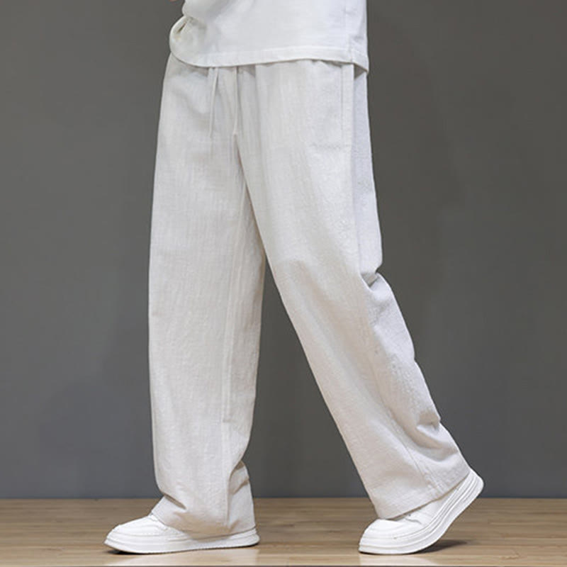 Buddha Stones夏用 メンズ コットンリネン ストレートレッグパンツ ポケット付き - リネン - US/UK/AU46、 EU56 (5XL) - image 11