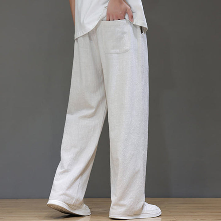 Buddha Stones夏用 メンズ コットンリネン ストレートレッグパンツ ポケット付き - image 15