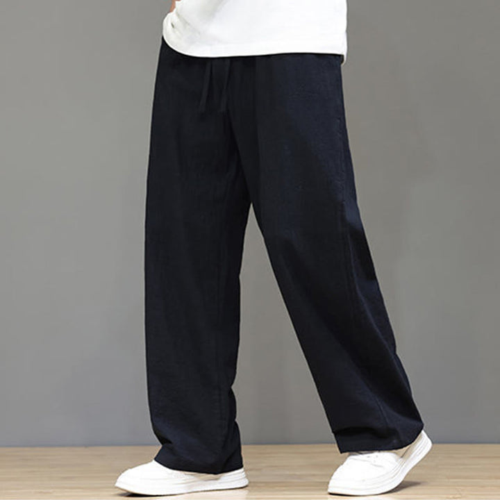 Buddha Stones夏用 メンズ コットンリネン ストレートレッグパンツ ポケット付き - 黒 - US/UK/AU46、 EU56 (5XL) - image 31