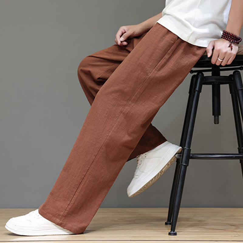 Buddha Stones夏用 メンズ コットンリネン ストレートレッグパンツ ポケット付き - image 46