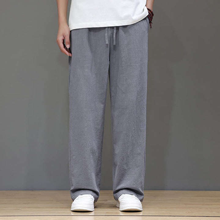 Buddha Stones夏用 メンズ コットンリネン ストレートレッグパンツ ポケット付き - image 20