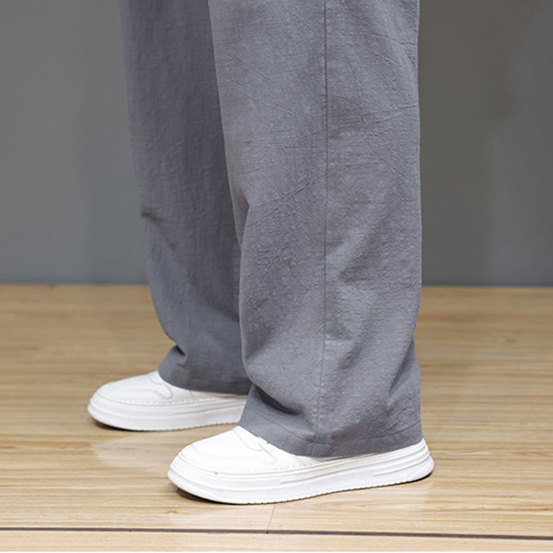 Buddha Stones夏用 メンズ コットンリネン ストレートレッグパンツ ポケット付き - image 30