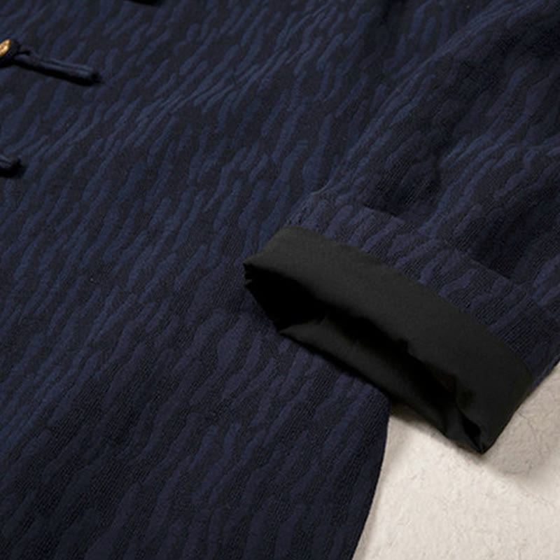 Buddha Stonesカジュアル フロッグボタン タンスーツ ジャカード リネン メンズ シャツ